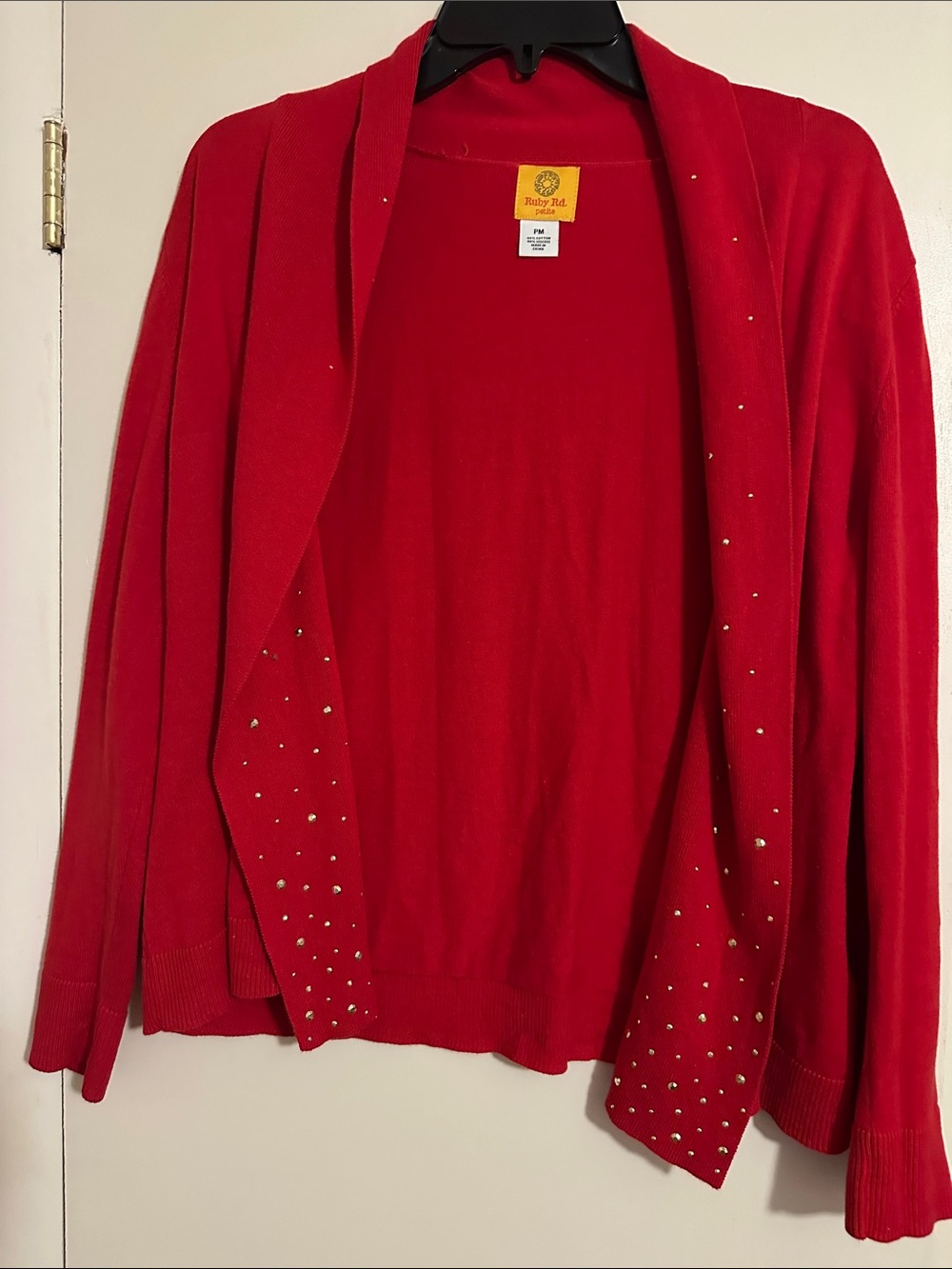 Ruby Rd. Red Open-Front Cardigan with Stud Accents
